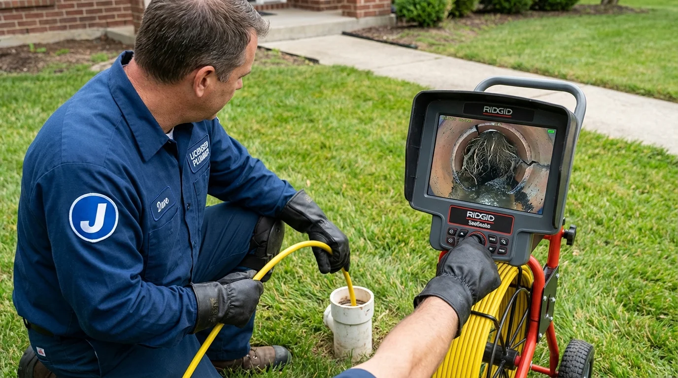 Sewer camera inspection being performed by Johns Plumbing LLC in Napoleon