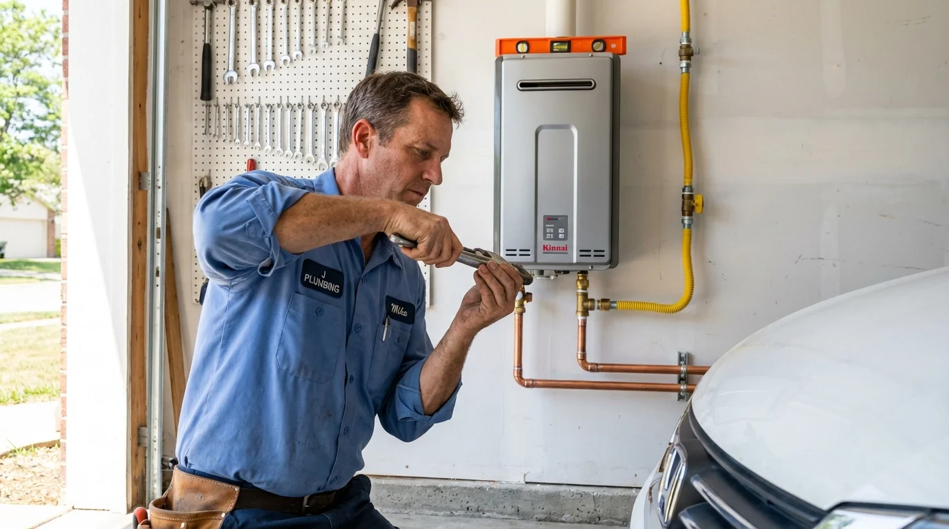 Tankless water heater installation by a Johns Plumbing LLC plumber in Napoleon